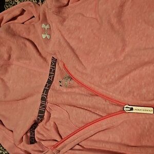 Pink under armor light jacket with hood. Size Large